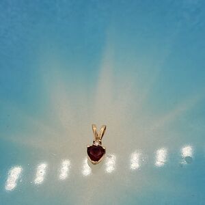 Small 14k Yellow Gold Garnet Heart Pendant